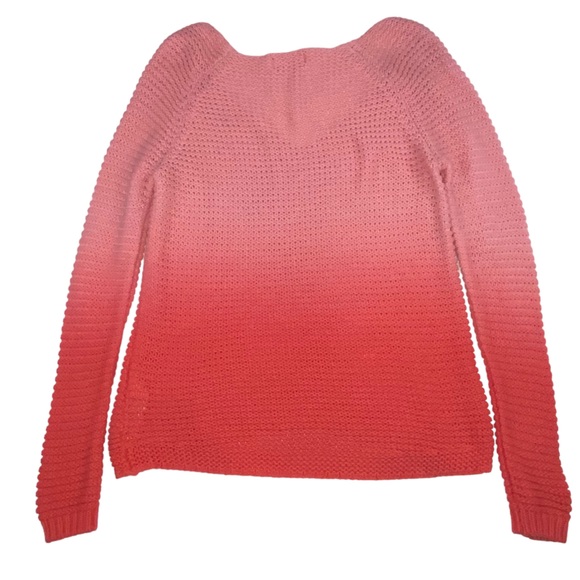 HOLLISTER Pink Coral Ombre Knit Deep V-Neck Sweater - Women’s Medium - Picture 8 of 11